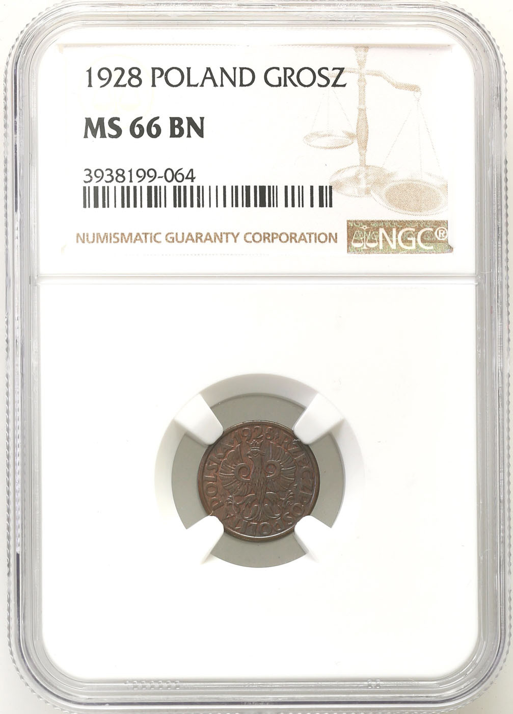 II RP. 1 grosz 1928 NGC MS66 BN (MAX)
